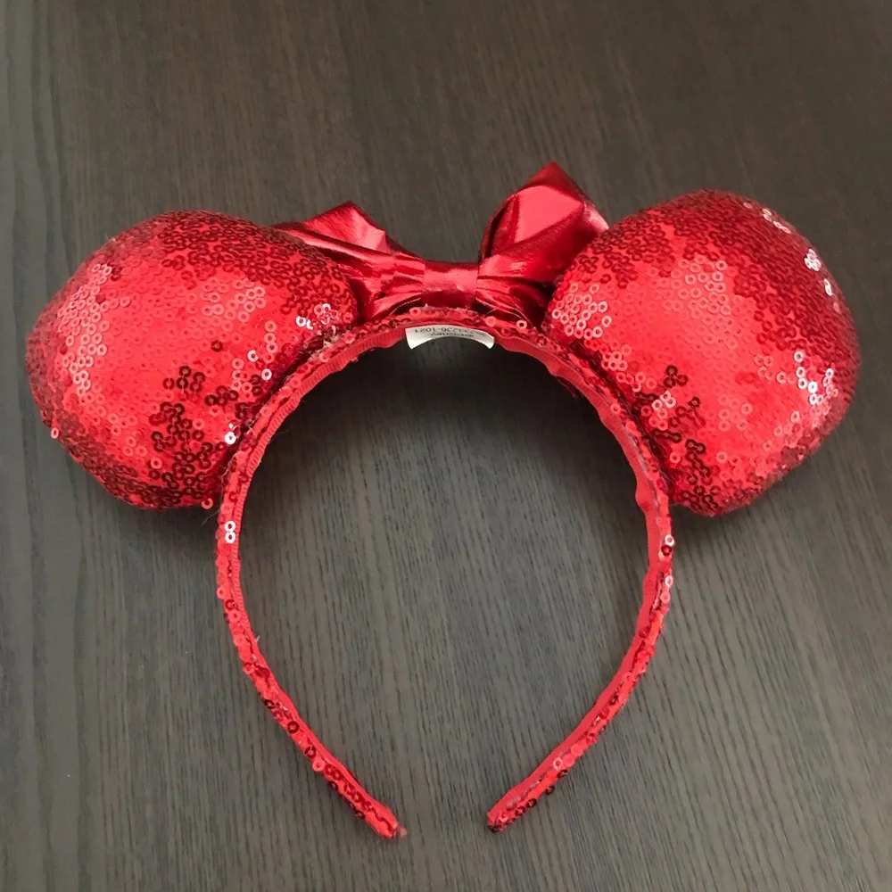 Disney Valentines Day Red Sequins Minnie Mouse Ears - Picture 6 of 6